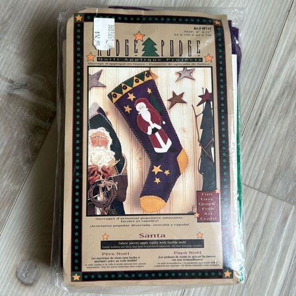 NIB Vintage 90’s Hodge Podge Quilt Felt Applique Santa Christmas Stocking Kit - Picture 1 of 3
